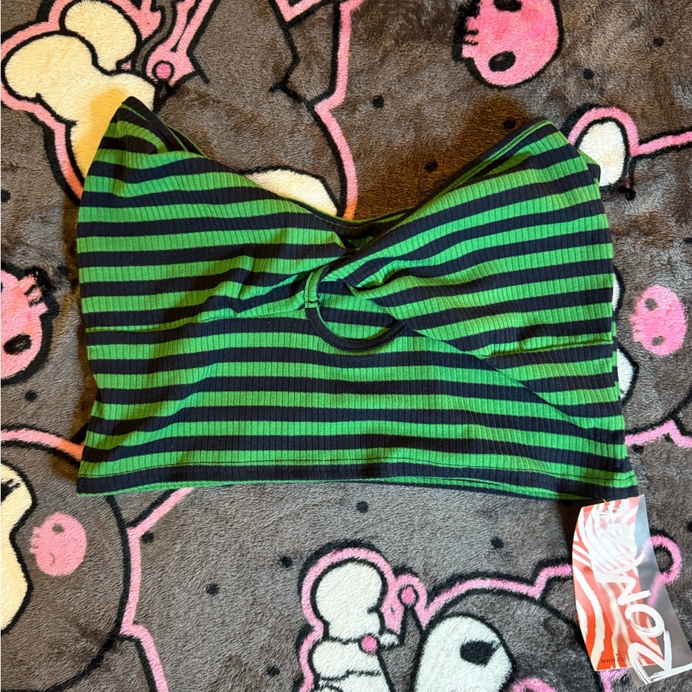 ROMWE Striped grunge goth emo Knit tube Top in Green and blue